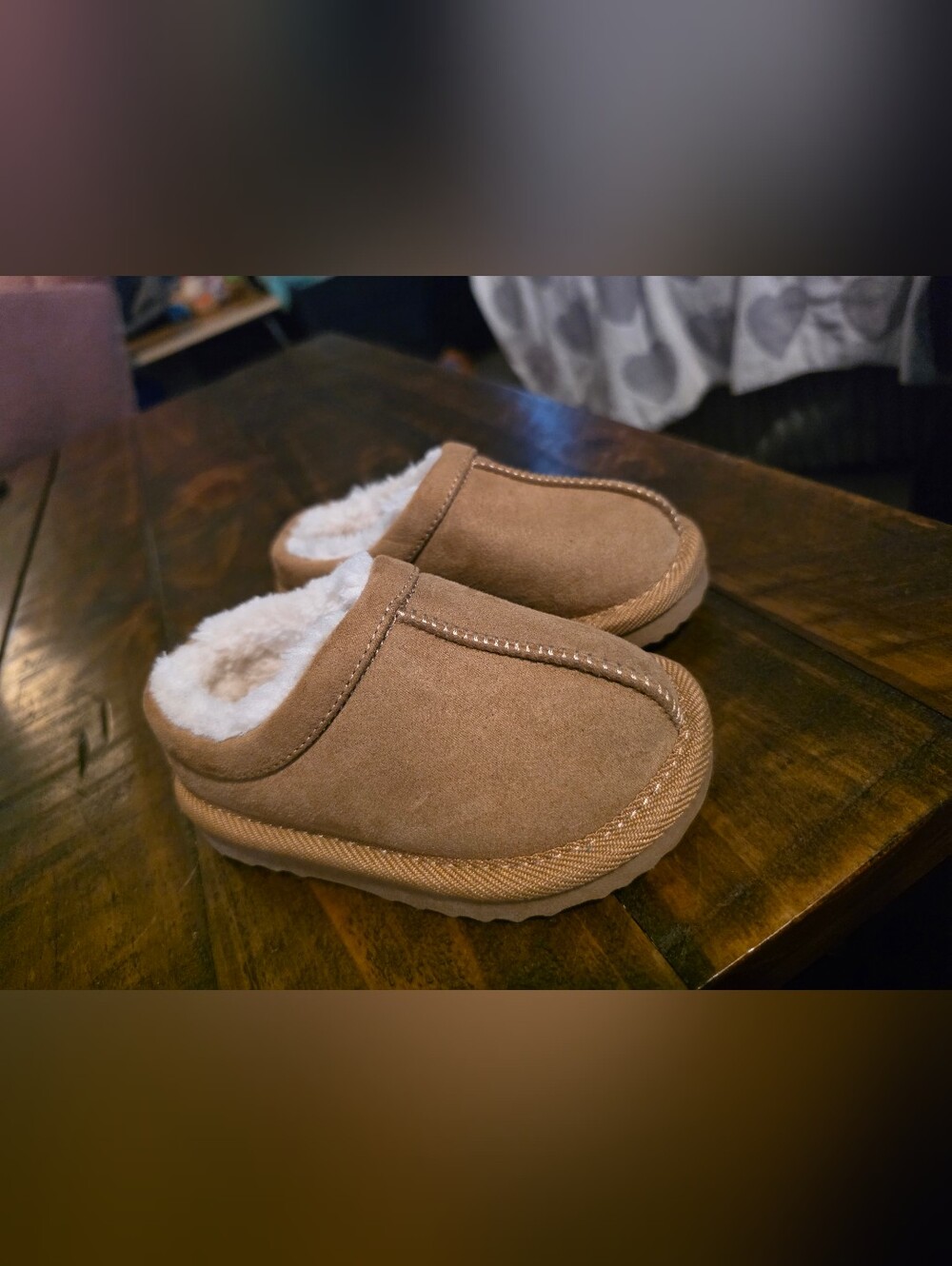 Target Kids Faux-Suede Plush Lined Slippers in Brown